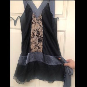 Satin tunic with tie side detail